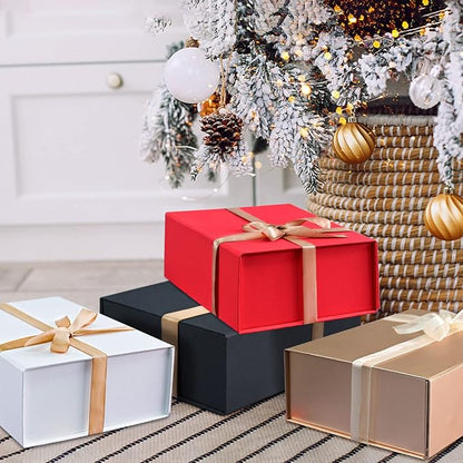 LIFELUM Christmas Boxes 2 Pack 13.85 x 8.35 x 4.45 inch Large Gift Boxes with Magnetic Lids for Presents Red Gift Boxes Valentine's Gift Box Contains Card, Ribbon, Shredded Paper Filler