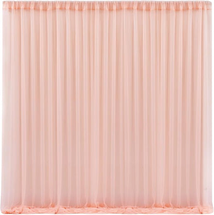10x10 Peach Tulle Backdrop Curtains for Parties, Sheer Backdrop Curtain Wedding Photo Background Drapes for Baby Shower Photography Birthday Party