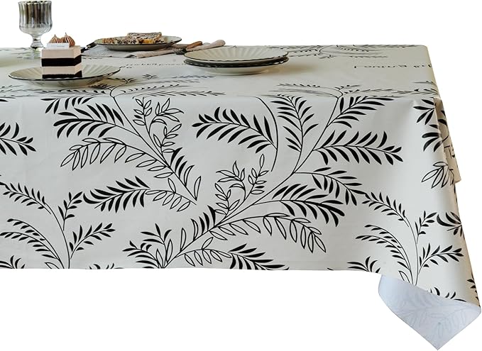 Rectangle Table Cloth,100% Waterproof Tablecloth Oil Proof Spill Proof Vinyl Table Cloth, Wipe Clean Plastic Table Cover for Dining, Camping, Indoor and Outdoor 54" x 102",Midnight Foliage