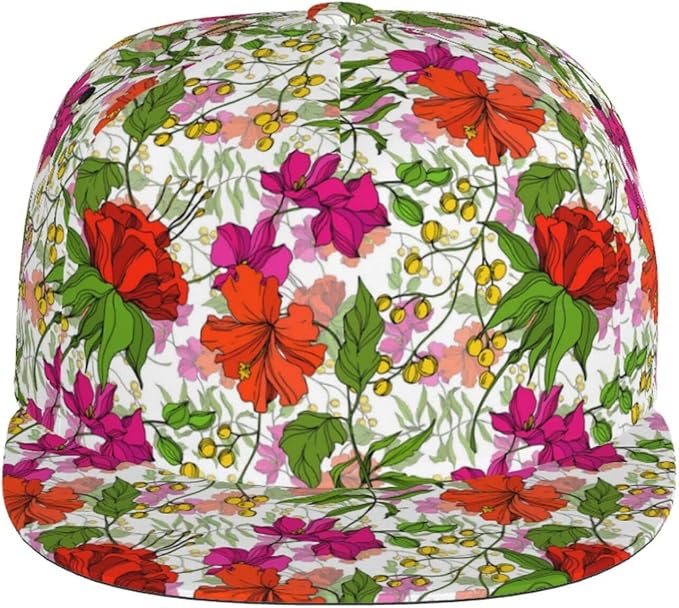 Floral Hawaiian Baseball Hat Adjustable Tropical Flower Snapback Hats Baseball Caps for Women Men
