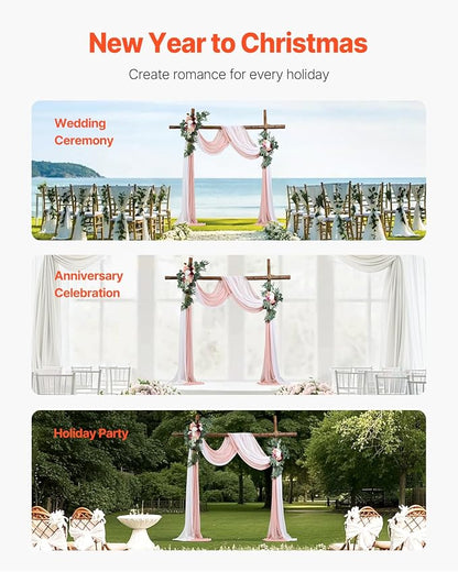 VEVOR Artificial Wedding Arch Flowers Kit, Pink Wedding Arch Flowers with Drapes Kit- 2 Pcs Floral Arrangement, 2 Pcs Sheer Drapes, for Ceremony Bouquets Reception Backdrop Decoration（No include wood）