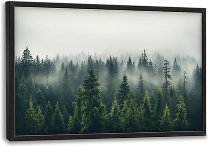 Framed Large Pictures Wall Art for Living Room, Foggy Forests Oversized Wall Decor Nature Landscape Forest Scenery Canvas Print Painting Extra Large Framed Artwork for Bedroom Office 36"x24"