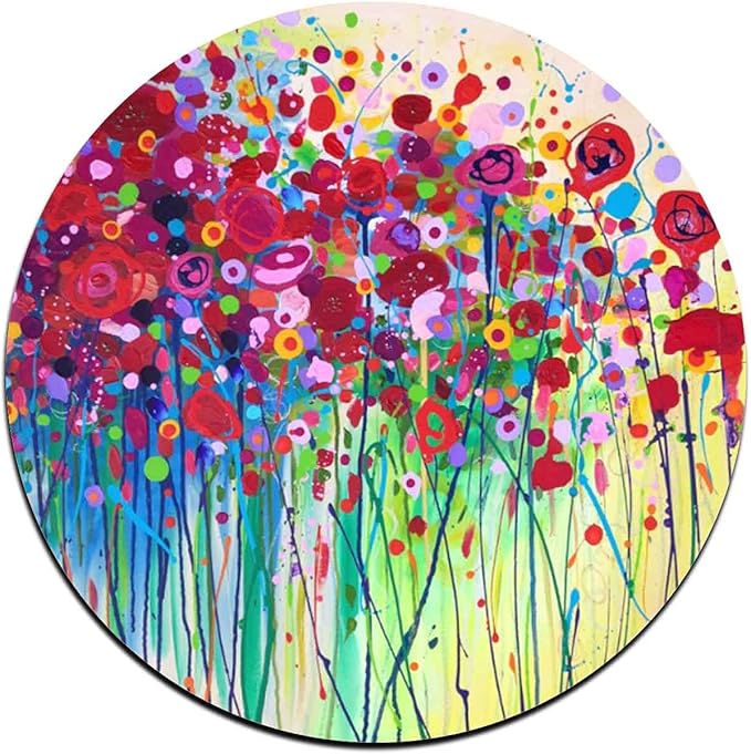 Colorful Watercolor Flowers Round Coaster Set - Made of Recycled Rubber - Set of 4