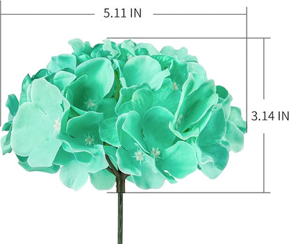 Flojery Tiffany Silk Hydrangea Heads Artificial Flowers Heads with Stems for Home Wedding Decor,Pack of 10 (Tiffany)