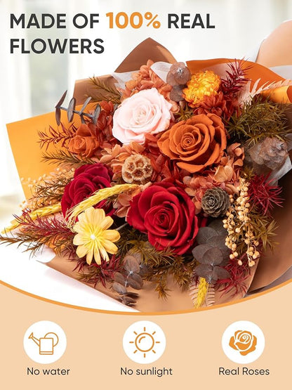 Flowers for Delivery Preserved Flower Fresh Bouquet Forever Flowers Birthday Gifts for Women Mom Anniversary Real Rose Gifts for Grandma Sister Wife Her from Daughter Home Wedding Decor