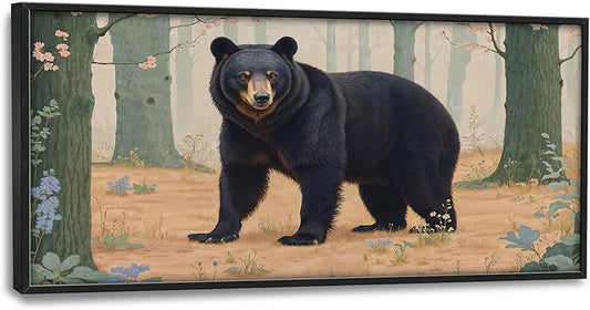 Framed Large Pictures Wall Art for Living Room, Forest Bear Oversized Wall Decor Cabin Animal Canvas Print Painting Extra Large Framed Artwork for Bedroom Office 60"x30"