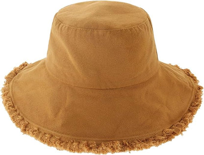 CHOK.LIDS Frayed Bucket Hats for Women Men Unisex Trendy Washed Cotton Floppy Wide Brim Boonie Outdoor Summer Beach Headwear