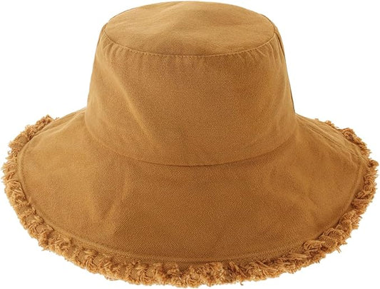 CHOK.LIDS Frayed Bucket Hats for Women Men Unisex Trendy Washed Cotton Floppy Wide Brim Boonie Outdoor Summer Beach Headwear