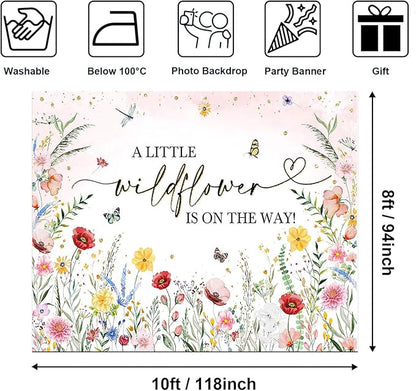Avezano Wildflower Baby Shower Backdrop Watercolor A Little Wildflower is On The Way Party Decorations Floral Girl Baby Shower Banner Photoshoot Props 10 x 8 ft