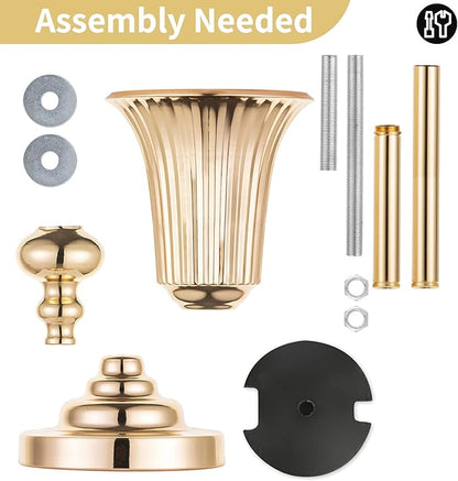 NUPTIO Metal Versatile Trumpet Vase, 26.7'' H x 6.2'' W x 5.7'' D, Gold, Set of 2, Ideal for Wedding, Events, and Home Decor