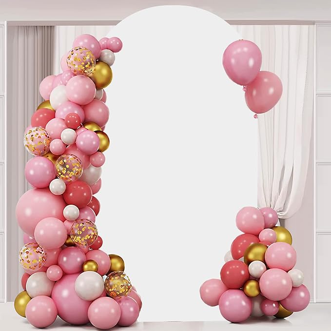 7.2FT Wedding Arch Cover Spandex Fitted Wedding Arch Stand Covers Round Top Chiara Arch Backdrop Cover for Birthday Party Ceremony Banquet Decoration White（Only Cover）