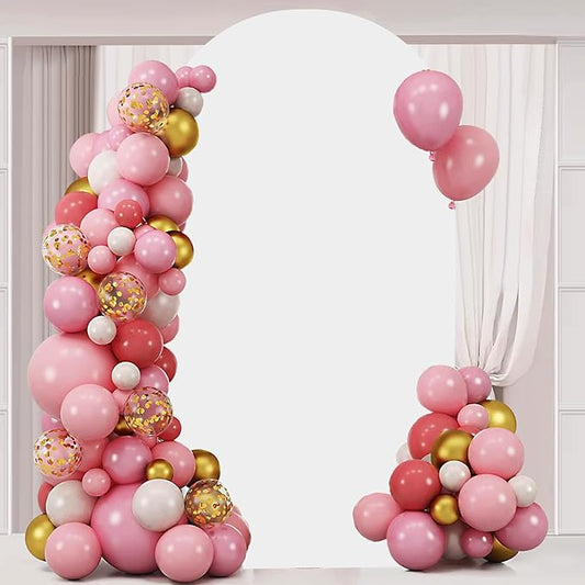 7.2FT Wedding Arch Cover Spandex Fitted Wedding Arch Stand Covers Round Top Chiara Arch Backdrop Cover for Birthday Party Ceremony Banquet Decoration White（Only Cover）
