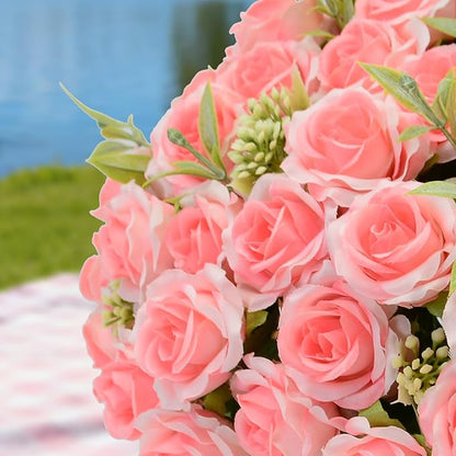 8 Pack Rose Artificial Flowers Bouquet, 10 Small Silk Rose Heads Per Pack, Fake Roses Bunches for Wedding Table Centerpieces Bridal Bouquet Mother's Day Valentine's Day Home Decor, Light Pink