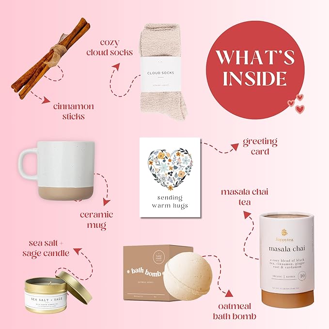 Unboxme Tea Gift Box Care Package - Get Well Soon Gifts for Women with Socks, Mug, Chai Tea & Honey - Sympathy, Thinking of You, After Surgery