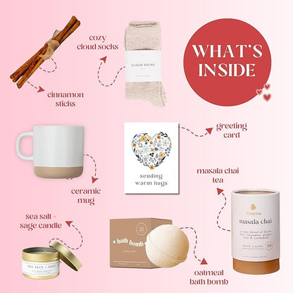 Unboxme Tea Gift Box Care Package - Get Well Soon Gifts for Women with Socks, Mug, Chai Tea & Honey - Sympathy, Thinking of You, After Surgery