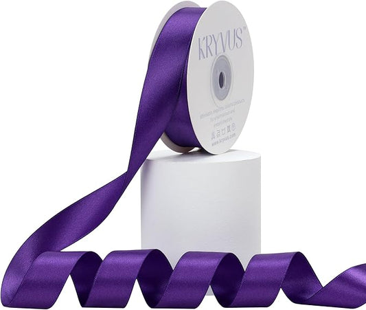 Double Faced Purple Satin Ribbon, 7/8 Inch X 25 Yards Polyester Ribbon for Gift Package Wrapping, Crafts, Bow Making, Sewing, Flower Bouquet, Wedding Party Decor