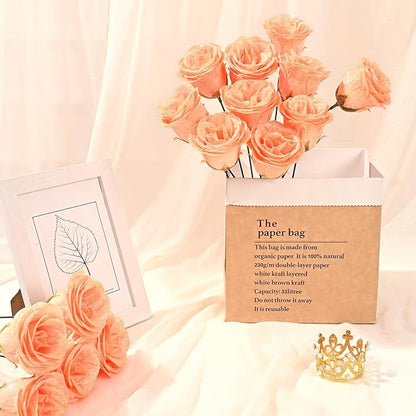 Waipfaru Glitter Roses Bouquet, DIY Fake Flowers Bouquet, Champagne Artificial Flower, Valentines, Anniversary, Engagement, Wedding, 24 Pcs