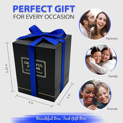 Graceful Fleurs | Real Long Lasting Roses for Years | Preserved Fresh Flowers for Delivery Birthday | Birthday Gifts for Women | Forever Roses in a Box (Blue, Black Box, 4 Roses)