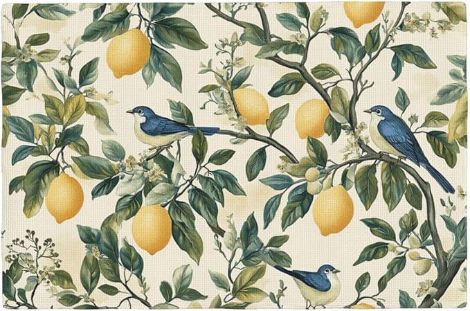 Lemon Placemats Set of 4 Washable Table Mats Summer Yellow Lemonade Stand Heat-Resistant Cotton Linen Place Mats for Dining Table Kitchen Indoor Outdoor Party Holiday Décor