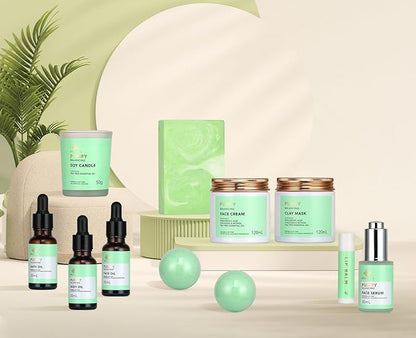 Facial Skin Care Set & Spa Kit - Gift for Men & Women Ideas, Self-Care Relaxation Gift, Skin Care Collection with Tea Tree Essential Oil, Hyaluronic Acid Serum, Dad, Mother's Day, Christmas, Birthday