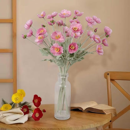 Poppy Flowers Artificial,8PCS Pink Silk Poppies Flowers 22.8" Faux Poppies with Stems for Wedding Party Table Centerpiece Home Decor(Pink)