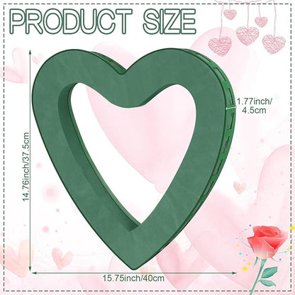 Fiwochic 15.75 x 14.76 Inch Heart Floral Foam Cage Heart Shaped Flower Arrangements Stand with Suction Cup Dry Wet Floral Foam Blocks Flower Cage Holder for Valentine's Day Wedding Party Decorations