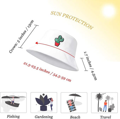 ZLYC Unisex Fashion Embroidered Bucket Hat Summer Fisherman Cap for Men Women
