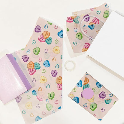 Pro Supply Global Candy Hearts Printed Tissue Paper for Valentine's Day Gift Bags or Boxes and Wrapping - Bulk Decorative Art Tissue Paper for Packaging and Gifting | 24 Sheets 20" x 30"