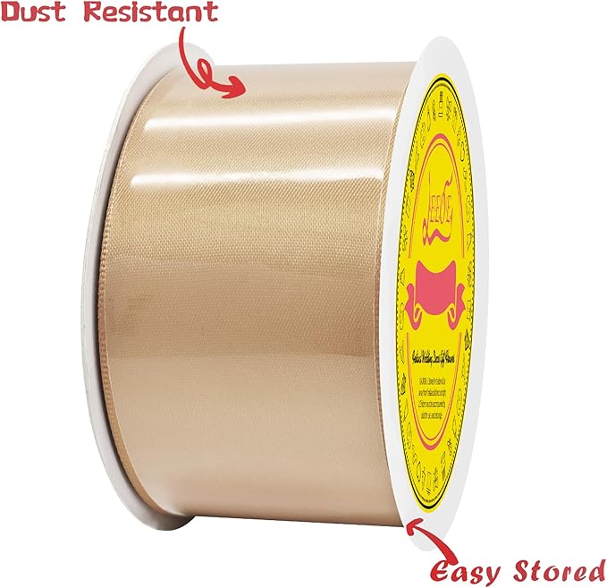 Double Face Gold Satin Ribbon 2 inch X 25 Yards Polyester Gold Ribbon for Gift Wrapping Very Suitable for Weddings Party Hair Bow Invitation Decorations and More