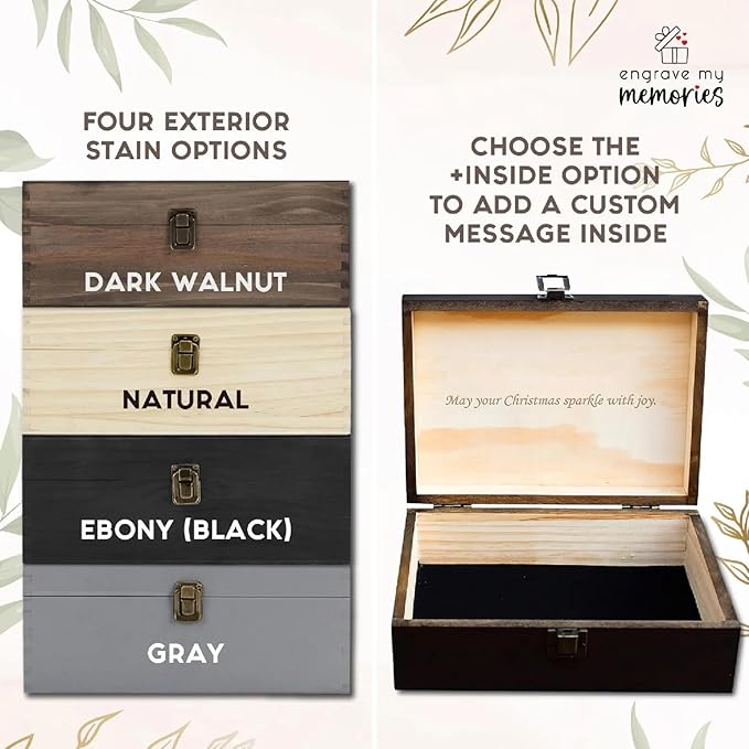 Personalized Christmas Eve Box Custom Engraved Wooden Memory Box – Rustic Christmas Gift, Traditional Santa Xmas Gift Box for Kids, Family & Friends – Holiday Keepsake Memento Box Gifts for Him Her