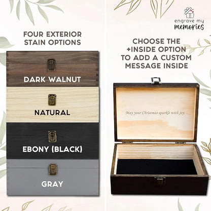 Personalized Christmas Eve Box Custom Engraved Wooden Memory Box – Rustic Christmas Gift, Traditional Santa Xmas Gift Box for Kids, Family & Friends – Holiday Keepsake Memento Box Gifts for Him Her