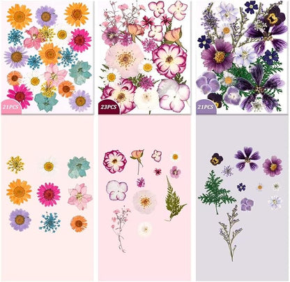 9 Packs of 200 Pressed Dried Flowers and Leaves Real Natural Dried Flowers with Tweezers for DIY Crafts, Resin Jewelry, Card Making, Soap, Candles, Nail Art, and Scrapbooking (9 Colors)