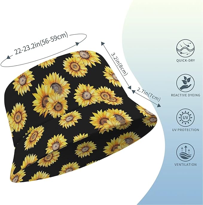 Wildflowers Floral Bucket Hat for Men Women, Summer Vacation Outdoor Travel Reversible Double Side Beach Caps Fisherman Hat