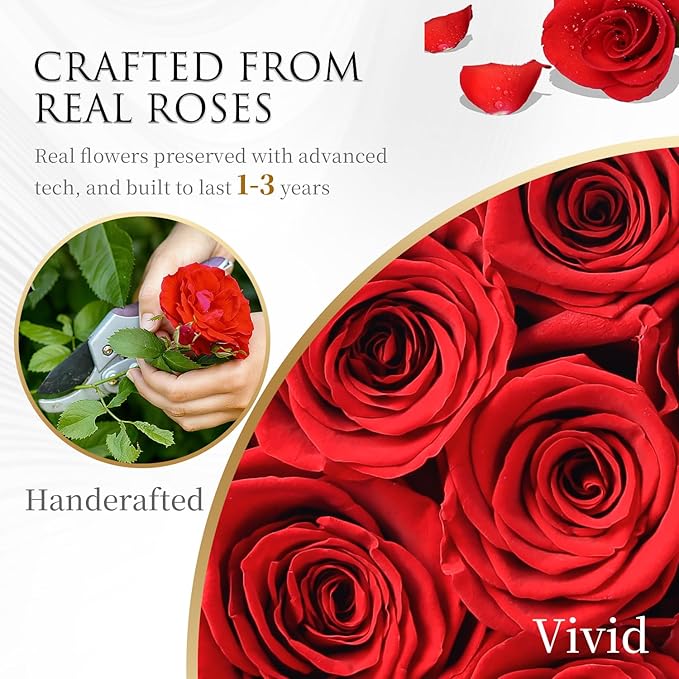 Flowers Forever Preserved Roses, 27 Preserved Flowers for Delivery Women Birthday Gifts for Mom Wife Grandma Preserved Rose Forever in Box for Her Mother Anniversary Birthday Gift for Women