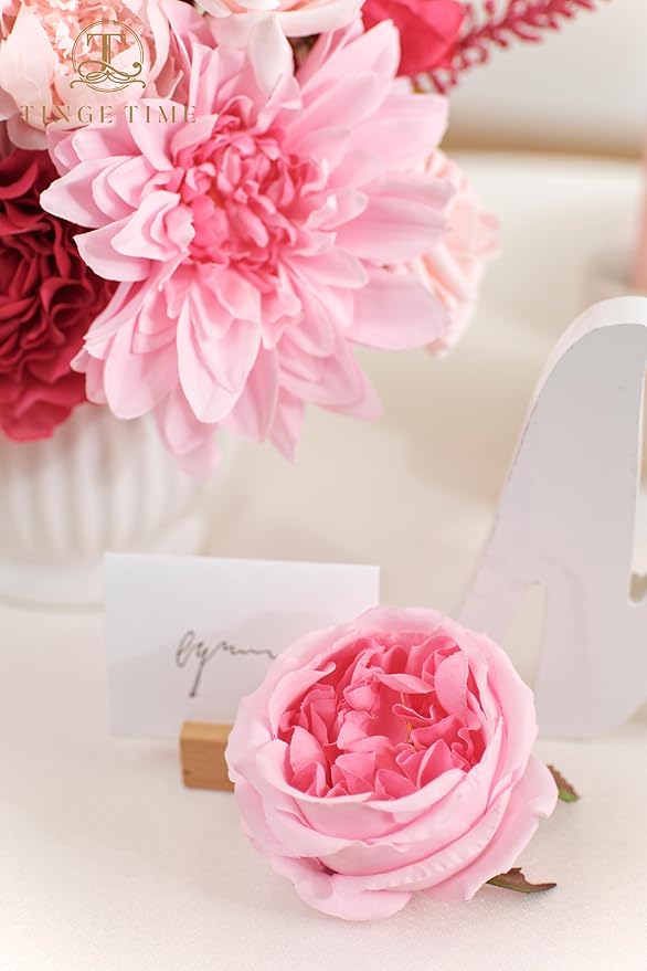 TINGE TIME Artificial Flowers Deep Hot Pink Flower Combo for DIY Wedding Bouquets Table Centerpieces Arrangements Party Baby Shower Home Decoration Valentine's Day