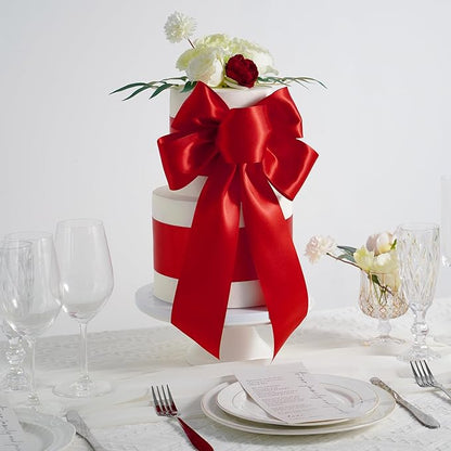 MEEDEE Red Satin Ribbon 3 Inch Wide Ribbon by 10 Yards Lux Double Faced Satin Ribbons Red Christmas Ribbons for Christmas Tree, Weddings, Flower Bouquet, Holiday Decorating