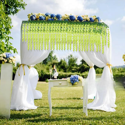 Artificial Wisteria Hanging Flowers Fake Wisteria Flower Garland Silk Vines Rattan Decor for Home Wedding Arch Wall Garden Greenery Bedroom Outdoor Office Party Decoration(24, Green)