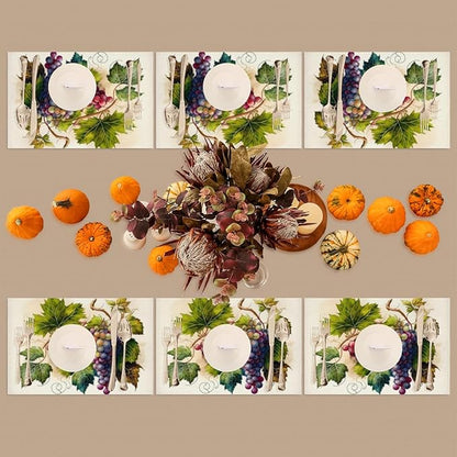 Fruit Grapes Purple Abstract Placemats Set of 1 PVC Vinyl Non Slip Table Mats Waterproof Heat Resistant Place Mats Washable Wipeable Dining Table Mat for Kitchen Party Indoor Outdoor Decorative