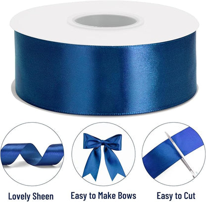 KINGLAKE Royal Blue Satin Ribbon – 1 1/2'' x 100 Yards Polyester Dark Blue Ribbon for Gift Wrapping Wedding Party Decoration DIY Crafts Floral Bouquets and Wreath Bows Halloween