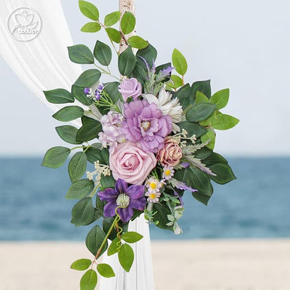 Wedding Arch Flowers,Artificial Flower Arch Decor,2pcs Artificial Flower Arrangement for Wedding Decor Reception Backdrop Floral Decorations (Light Purple)