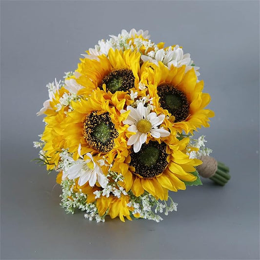 Wedding Bouquet for Bride Bridesmaid, Artificial Sunflower Bouquets for Wedding Church Bouquet Home Decoration