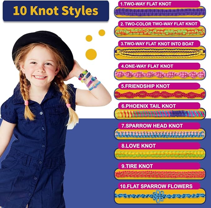 VERTOY Friendship Bracelet Making Kit for Girls - Cool Arts and Crafts Toys for 6 7 8 9 10 11 12 Years Old, Bracelet String and Rewarding Activity, Best Birthday Gifts for Teen Girls