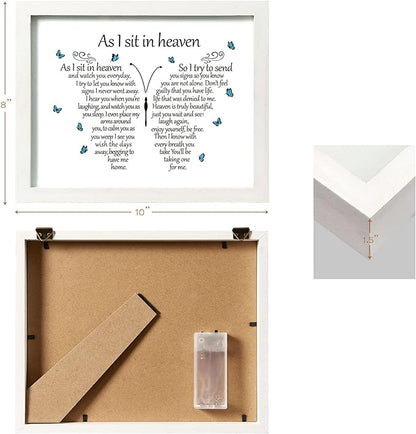 WOODEXPE Sympathy Gift LED Memorial Shadow Box 8x10 Memorial Gifts for Loss of Loved One (Butterfly White)
