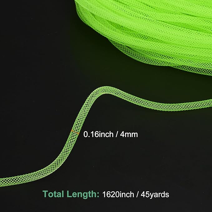 Mesh Tube Ribbon 45 Yards, 4mm Elastic Fabric Ribbons Mesh Tubing for Crafts/Gift Wrapping/Flower Bouquets/Wedding/Birthday/Holiday/Wreaths Christmas/Decoration[Dark Green]