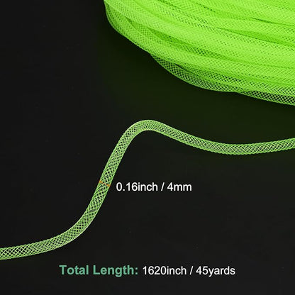 Mesh Tube Ribbon 45 Yards, 4mm Elastic Fabric Ribbons Mesh Tubing for Crafts/Gift Wrapping/Flower Bouquets/Wedding/Birthday/Holiday/Wreaths Christmas/Decoration[Dark Green]