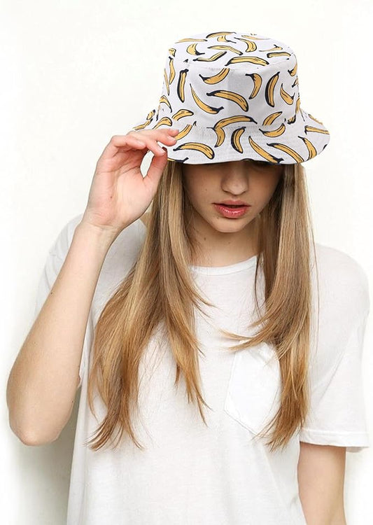 Bucket Hat for Women Men, Cotton Reversible Double Side Wear Sun Hats Beach Fisherman Hat