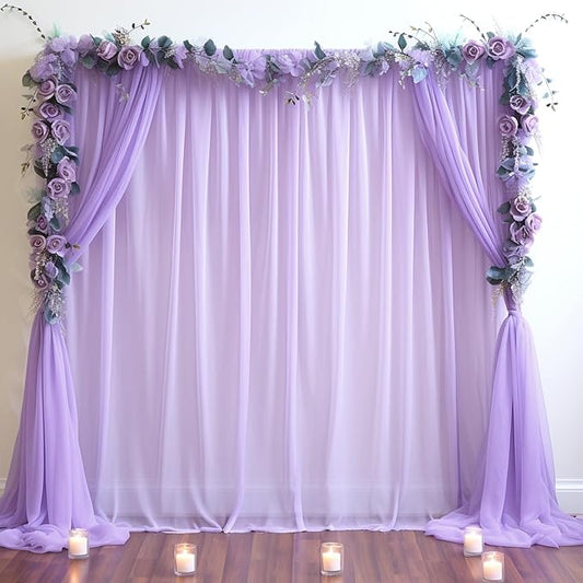 20ft X 10ft Purple Tulle Backdrop Curtain for Parites, Sheer Backdrop Curtains Fabric Drapes for Wedding Ceremony Arch Party Stage Decorations