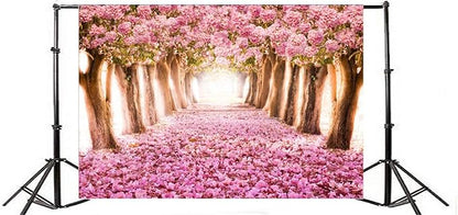 AOFOTO 5x3ft Spring Cherry Blossom Backdrop Sweet Pink Flowers Tree Floral Petal Boulevard Photography Background Baby Shower Photo Studio Props Kid Baby Infant Newborn Artistic Portrait Wallpaper