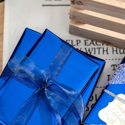 RUSPEPA Royal Blue Metallic Wrapping Paper - 81.5 Sq Ft - Solid Color Paper Perfect for Wedding,Birthday,Christmas,Baby Show - 30 inches x 32.8 feet