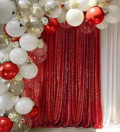 Red Sequin Backdrop Curtain 10FTx10FT 1 Panel Stage Sparkly Photography Background Drapes for Wedding Birthday Bridal Party Sparkle Background Party Decor
